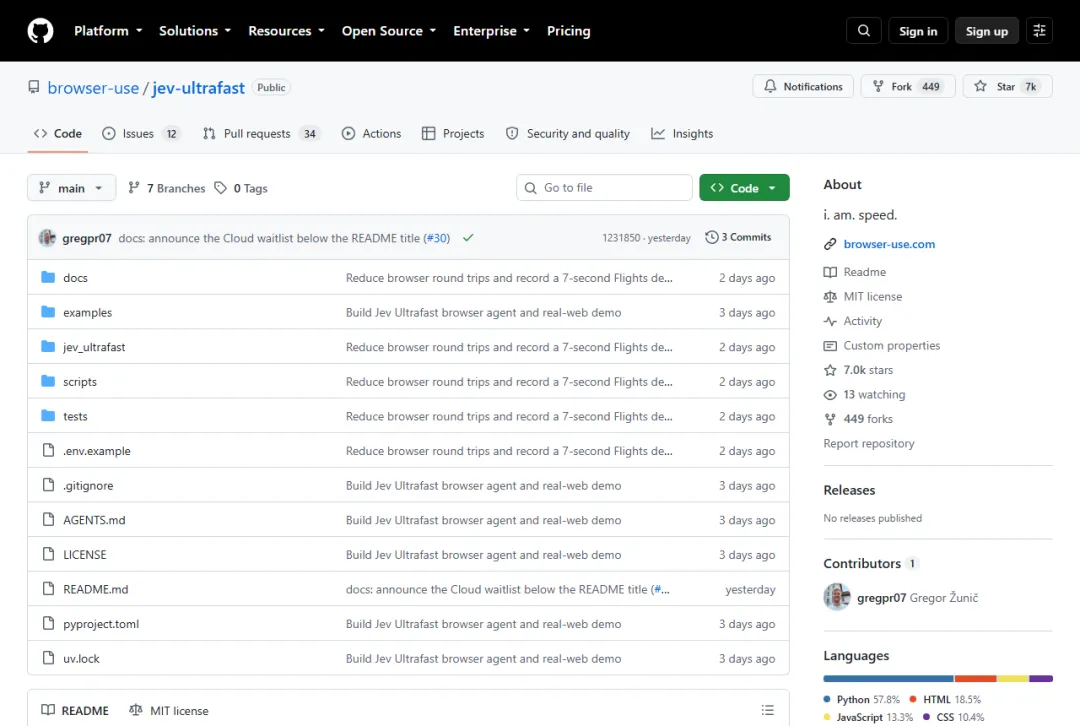 브라우저: 빠른 브라우저 자동화를 위해 jev-초고속 GitHub 통합을 사용하세요.